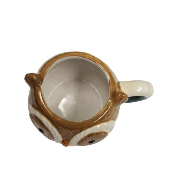 Earthenware Ceramic 3D Hand-Painted‎ Coffee Cup Owl Shape Blue & White Handle - Picture 8 of 13